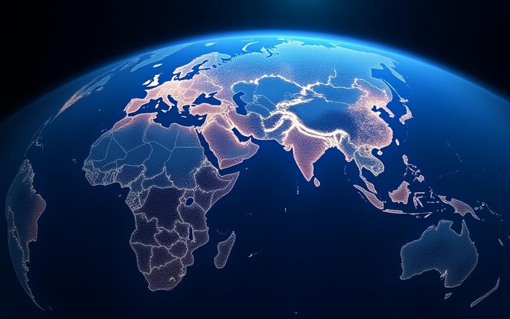 Globe montrant des points de connexion de streaming